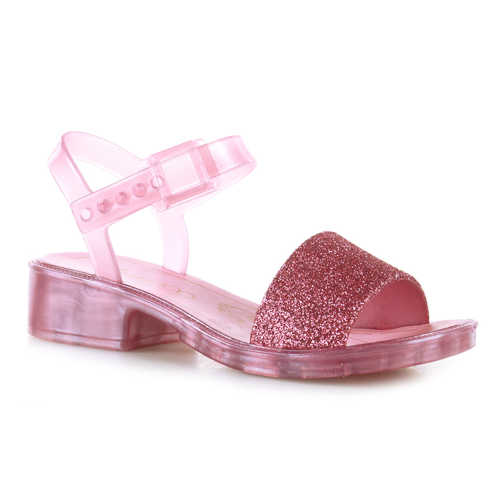 Sandália Infantil para Menina Mar e Cor Rosa com Glitter