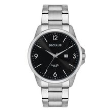 Relógio Masculino Seculus Prata Com Visor Preto - 44218G0SVNA2