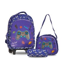 Kit Escolar Mochila Infantil Flávio's Kids Gamer Player Azul - GBXB14