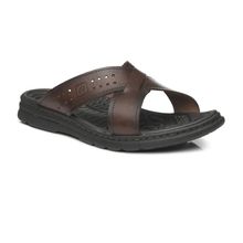 Chinelo Pegada Masculino em Couro Pinhão - 134201-01