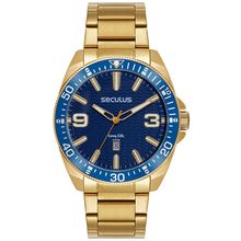 Relógio Masculino Casual Seculus Dourado - 77260gpsvda2