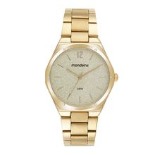 Kit Relógio Feminino Glitter Dourado Com Colar Mondaine - 32831lpmkdek