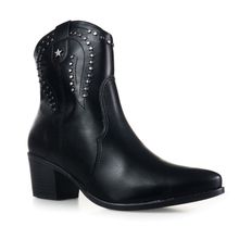 Bota Feminina Cano Médio Western Preto Via Marte - 09001201