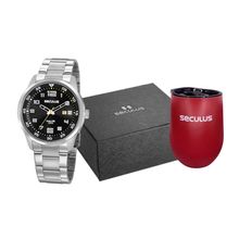 Kit Relógio Masculino Com copo Seculus - 20802g0svnak