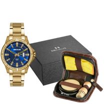 Kit Relógio Masculino com Kit de Cuidados do Sapato Seculus - 44205gpsvdak