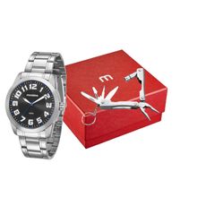 Kit Relógio Masculino Casual Prata Com Alicate Multiuso Mondaine - 99130g0mvne1