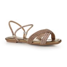 Sandália Feminina Casual Laysa Monteiro Rasteira com Strass- LAVINIA