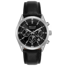 Relógio Masculino Prata Cronógrafo Mostrador Preto Seculus - 77339G0SVNC1