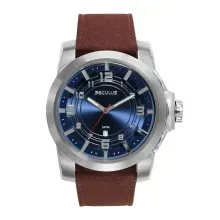 Relógio Masculino Azul Calendário Couro Seculus - 44327G0SVNC1