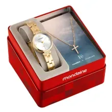 Kit Relógio Feminino Mondaine com Colar e Pingente - 32964lpmk1k1